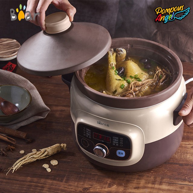 Nồi nấu hầm cháo chậm BEAR DDZ-D40N6 4L gốm tử sa cách thủy, chưng yến, kho cá cao cấp bảo hành 12 tháng