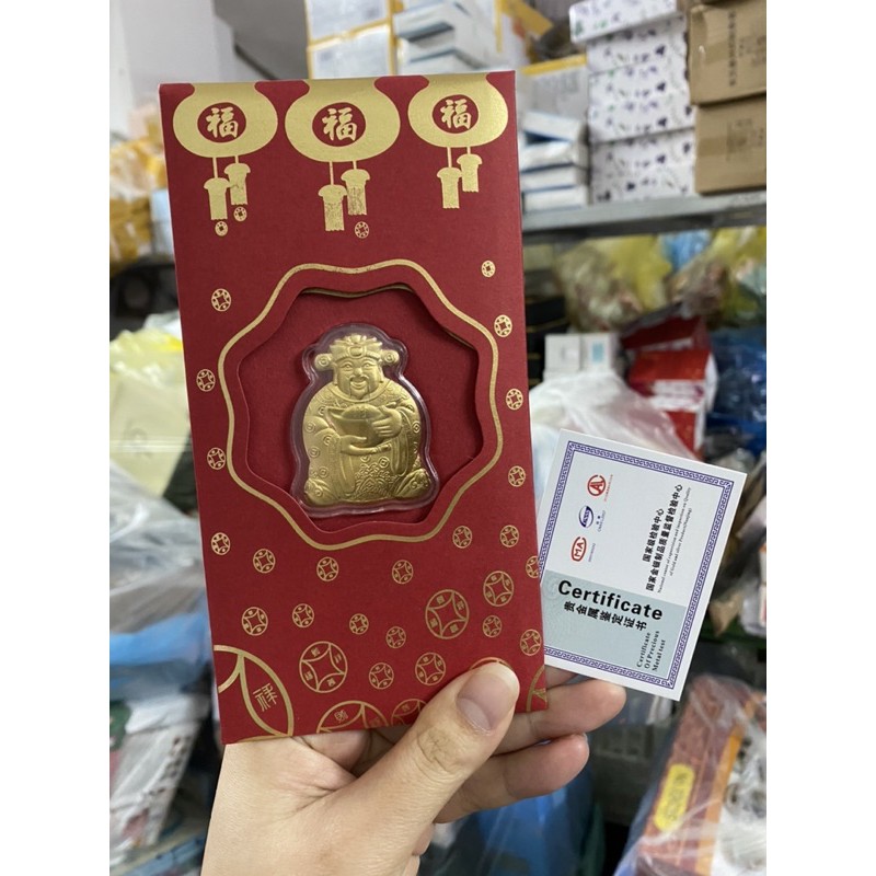 Combo 2 c LÌ XÌ THẦN TÀI MẠ VÀNG 24k