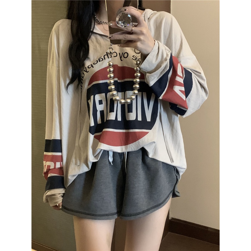 Jiashucheng Áo Hoodie Tay Dài In Chữ Phong Cách Hàn Quốc Dành Cho Nữ
