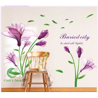 Decal dán tường Hoa tím mộng mơ