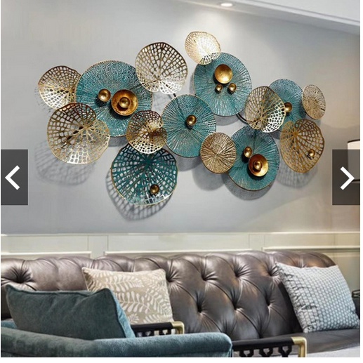 Tranh Sắt Treo Tường Nghệ Thuật,Tranh Decor Trang Trí Hoạ Tiết Lá Sen-Vật Trang Trí Tường Kim Loại-Phong Cách Mới