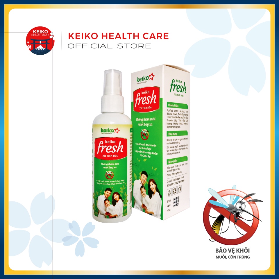 Xịt tinh dầu chanh sả Keiko Fresh 10ml đuổi chống muỗi chống côn trùng