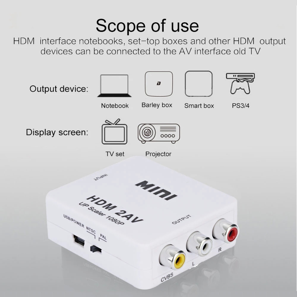 Bộ Chuyển Đổi Mini Hdmi Sang Av Hdmi 2av Hd 1080p / With Usb