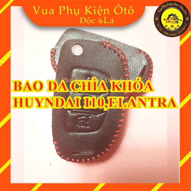 Bao da chìa khóa Hyundai I10, I20, Elantra chìa gập- Tặng móc chìa khóa+ Dây đeo+Thẻ SĐT