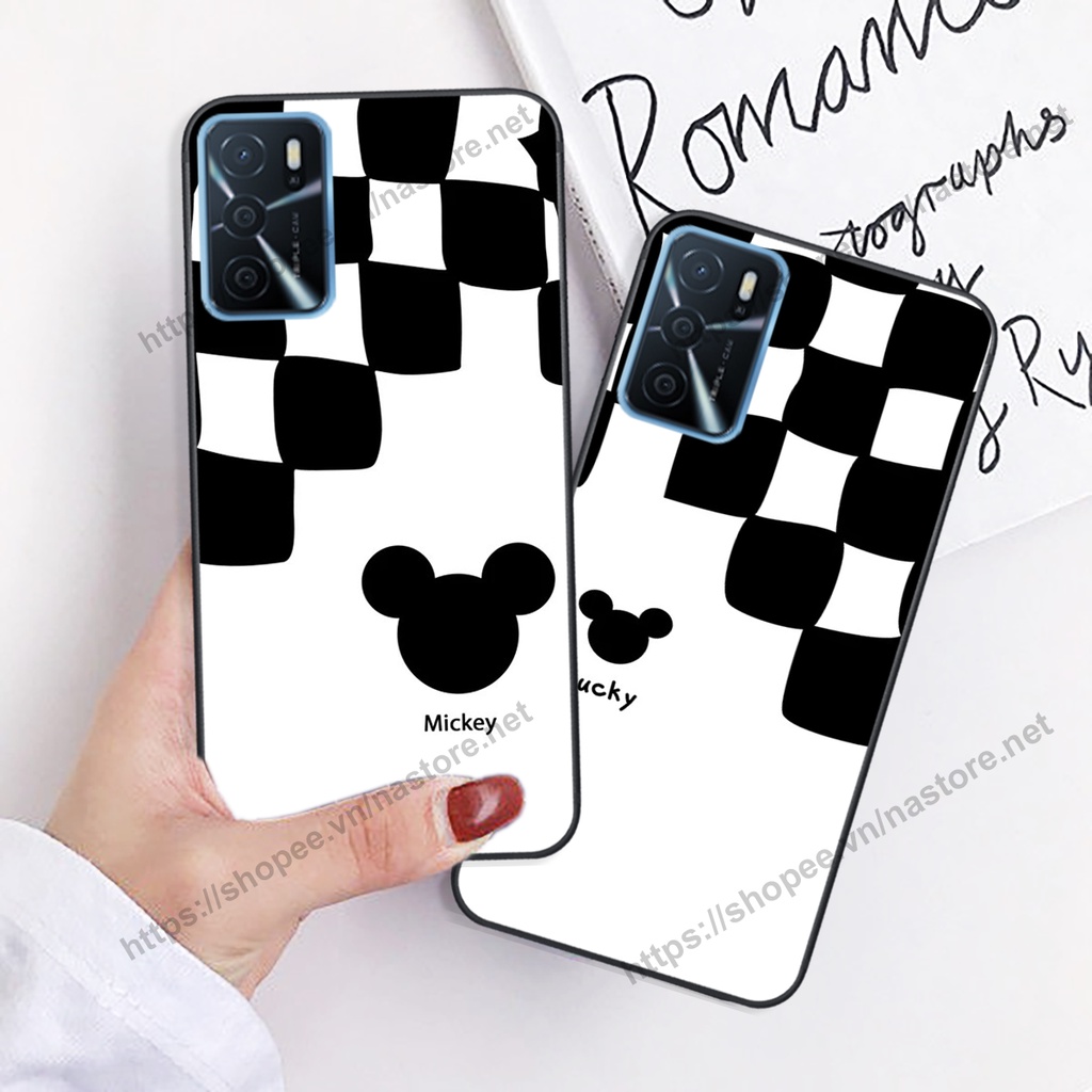 Ốp lưng Oppo A16 / A16K trái tim họa tiết caro, mikey họa tiết beabrick kaws cute