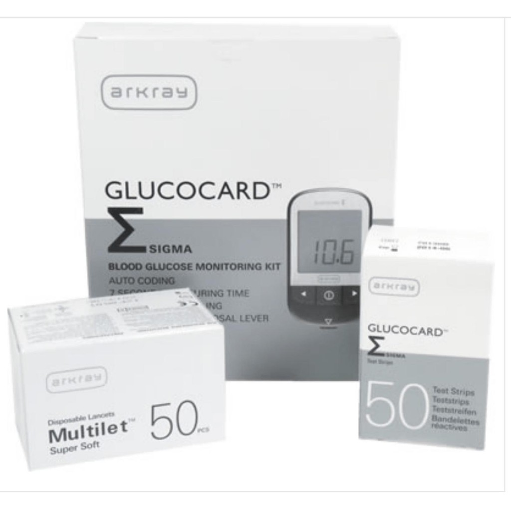 (tặng kim chính máu) Que thử đường huyết Arkray glucocard, chính hãng, hộp 50 que (date 4/2023)