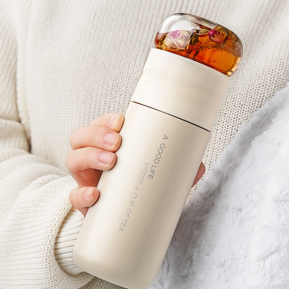 Bình Nước Giữ Nhiệt Bằng Thép Không Gỉ 300ML Kèm Bộ Lọc Trà Và Cốc Lọc Tiện Dụng