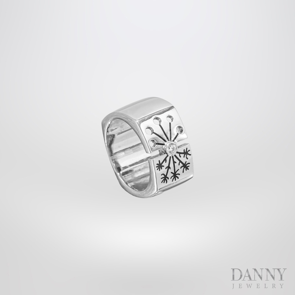 Nhẫn Nam Bạc 925 Xi Bạch Kim Gắn Đá CZ Bộ Sưu Tập Bồ Công Anh "DANDELION" Danny Jewelry KI0G0001