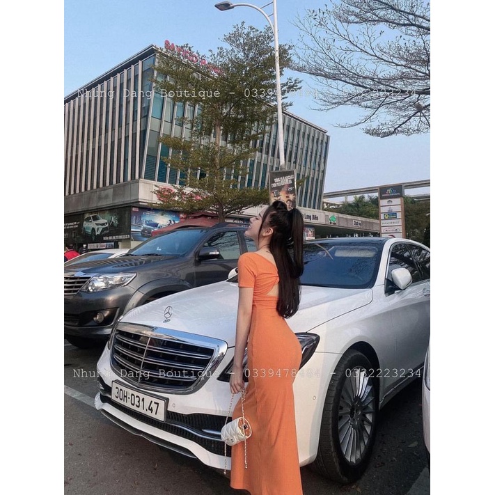 Đầm Body Cổ Vuông Tay Ngắn Xẻ Tà Xoắn Lưng Chất Thun Gân Thích Hợp Mặc Đi Tiệc Đi Làm Đi Chơi | BigBuy360 - bigbuy360.vn