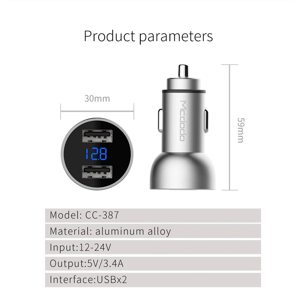 USB sạc nhanh cho iPhone với màn hình LED kỹ thuật số cho Samsung Galaxy