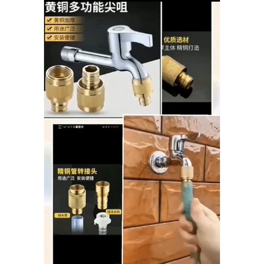 Đầu nối vòi nước 21 với ống mềm hàng bằng đồng