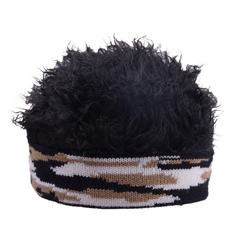 Mũ beanie kèm tóc giả ngắn thoáng khí mềm mại cho nam