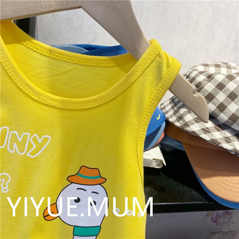 Bộ Áo Sát Nách In Hoạt Hình + Quần Short Kiểu Hàn Quốc Thời Trang Mùa Hè Cho Bé Trai