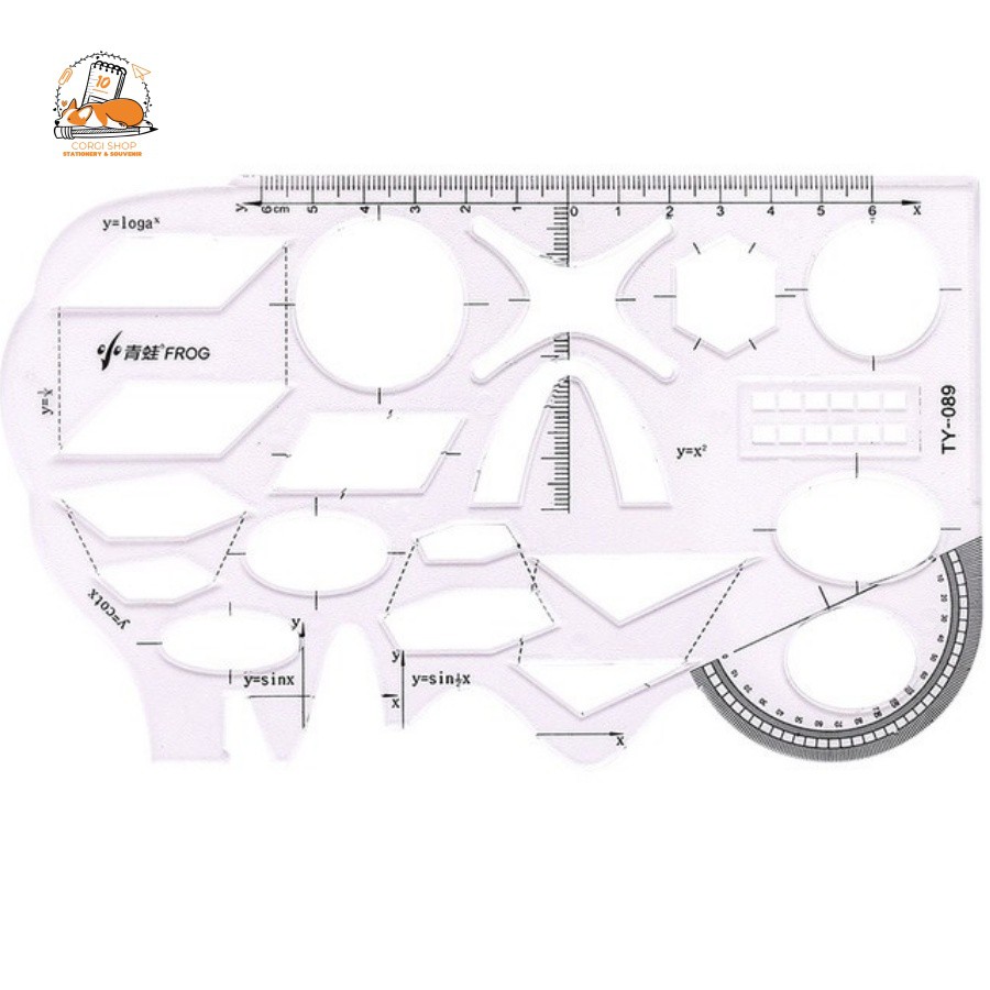 Thước nhựa trong vẽ kỹ thuật, hình học đa năng, dễ sử dụng tại Corgi Shop