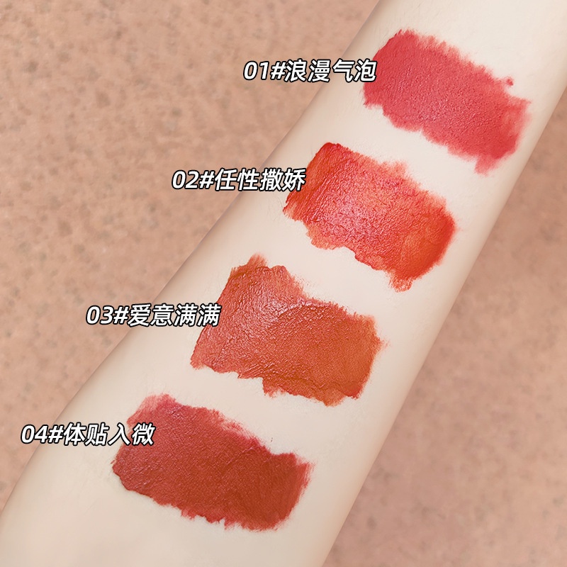 Set 4 son kem lì CACE mềm mịn hình trái tim làm quà tặng lễ tình nhân