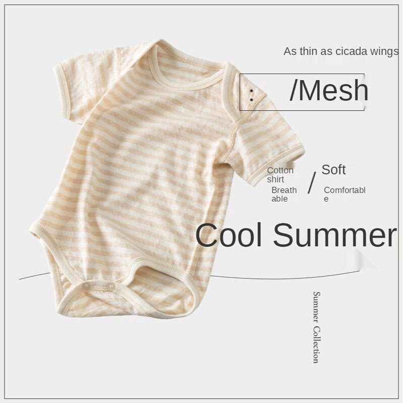 Áo liền quần Cotton NgắN Tay Kẻ SọC Cho Bé (0-18 TháNg)