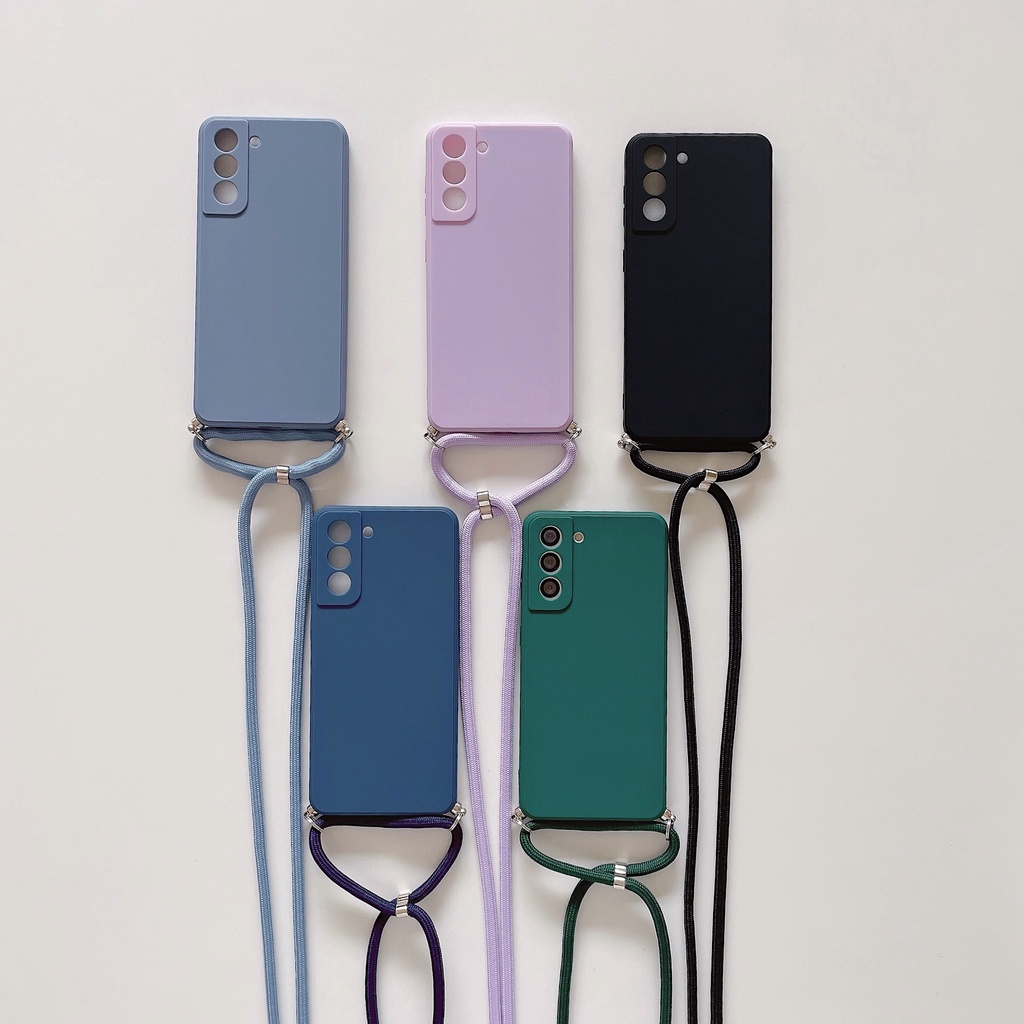 Ốp điện thoại silicon mềm có dây đeo chéo cho Samsung Galaxy S21 Ultra S20 FE S10 Plus Note 20 Ultra A10S