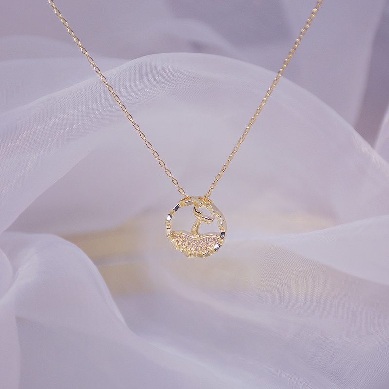Vòng cổ Hình Đuôi Cá Mạ Vàng 14K Đính Đá Zircon Sang Trọng