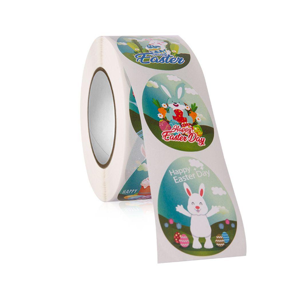 Cuộn 500 Nhãn Dán Trang Trí Bánh Kem In Chữ Happy Easter