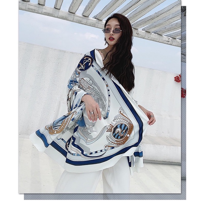 Khăn choàng cổ in hoa văn con thuyền size 90x180cm