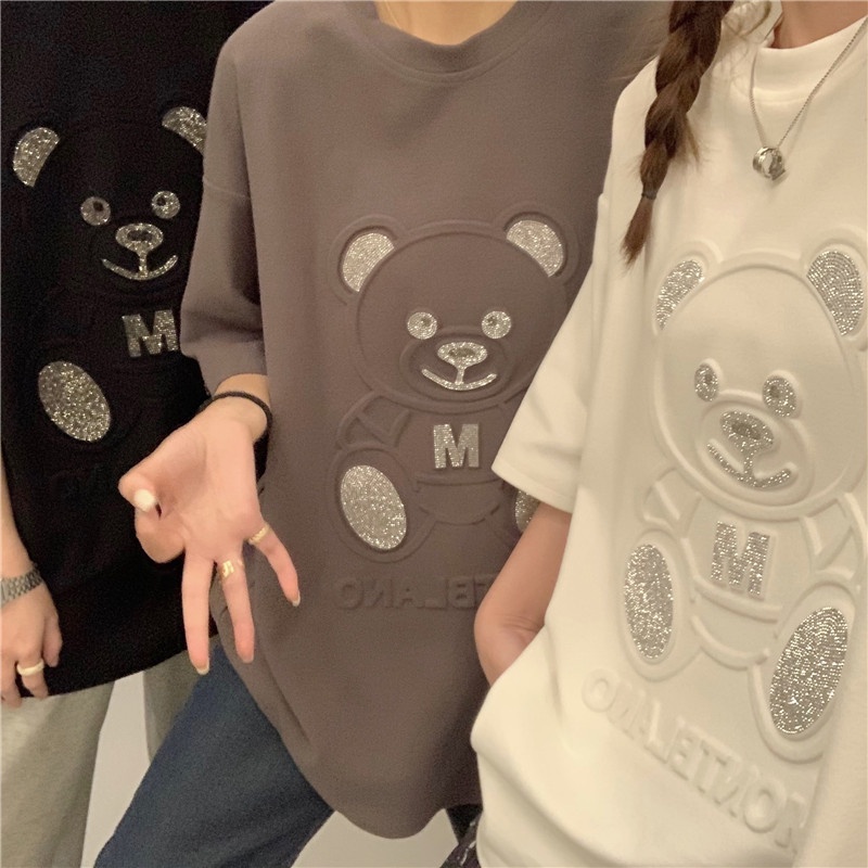 Áo Thun Ngắn Tay Họa Tiết Gấu Thời Trang Hàn Quốc