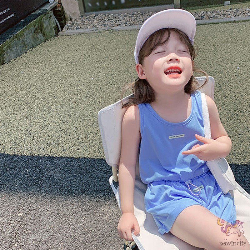 Set đồ thể thao gồm áo ba lỗ + quần short phong cách Hàn quốc thời trang cá tính cho bé