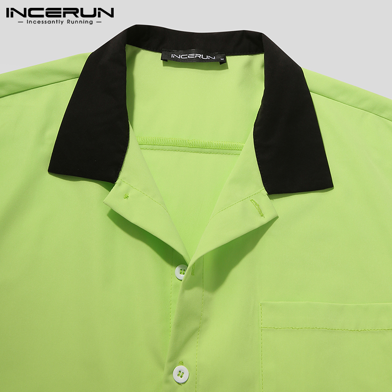 Áo Sơ Mi Incerun Thời Trang Nam Dài Tay Dáng Rộng Gài Nút Kiểu Đường Phố