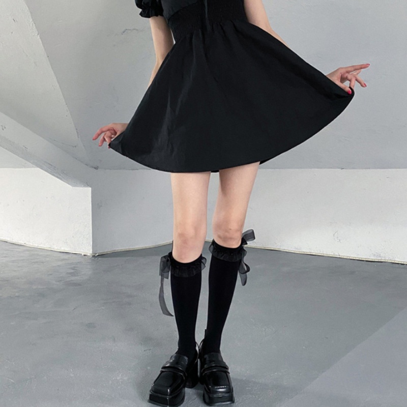 Vớ Dài Ngang Bắp Đùi Vải Satin Phối Ruy Băng Phong Cách Harajuku Lolita Dành Cho Bạn Nữ