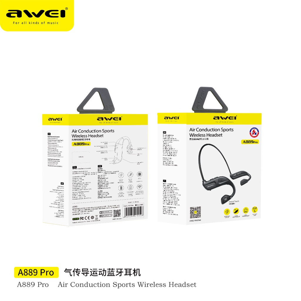Bộ Tai Nghe Bluetooth AWEI A889 Pro Chống Nước IPX4 Chuyên Dụng