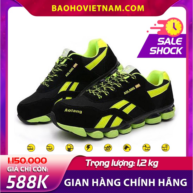 Giày bảo hộ cao cấp Aolang Green xanh lá cây thời trang thể thao siêu bền siêu nhẹ