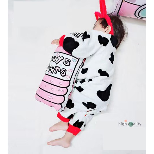 Áo liền quần LUCKYCANDY tay dài vải dày thiết kế đáng yêu dành cho bé trai và bé gái