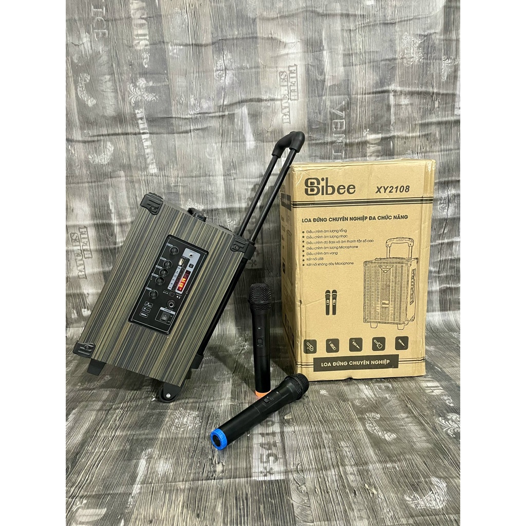 Loa kéo hát Karaoke di động Sibee XY-2108 blutooth tặng kèm 2 micro
