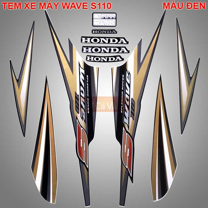 Tem xe máy Wave S110 MÀU ĐEN, chất lượng như ZIN Chính Hãng