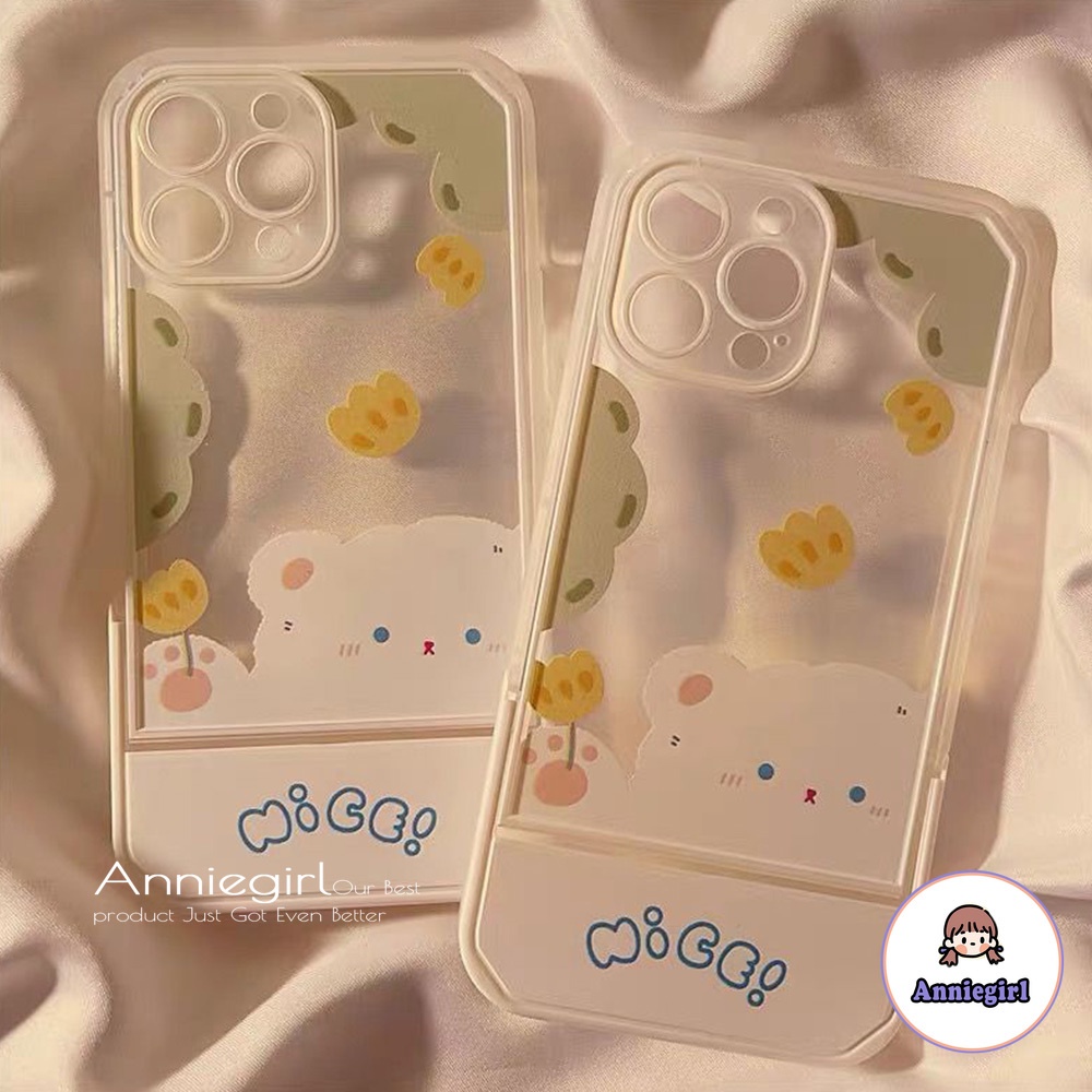 Ốp Điện Thoại TPU Mềm Siêu Mỏng Họa Tiết Gấu Và Hoa Dễ Thương Dành Cho IPhone 13 12 11 Pro Max X XR 8 7 Plus