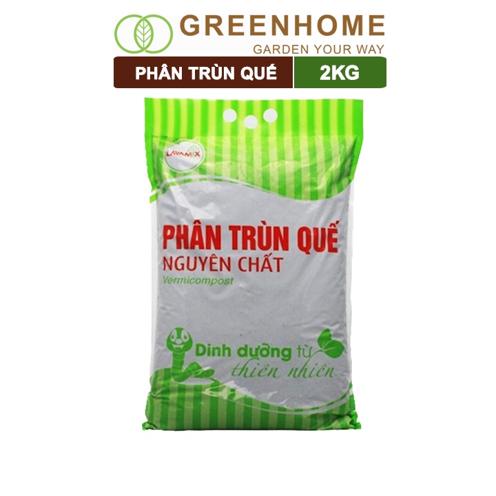 Phân trùn quế Lavamix, bao 2kg, nguyên chất, bổ sung dinh dưỡng, cải tạo đất |Greenhome