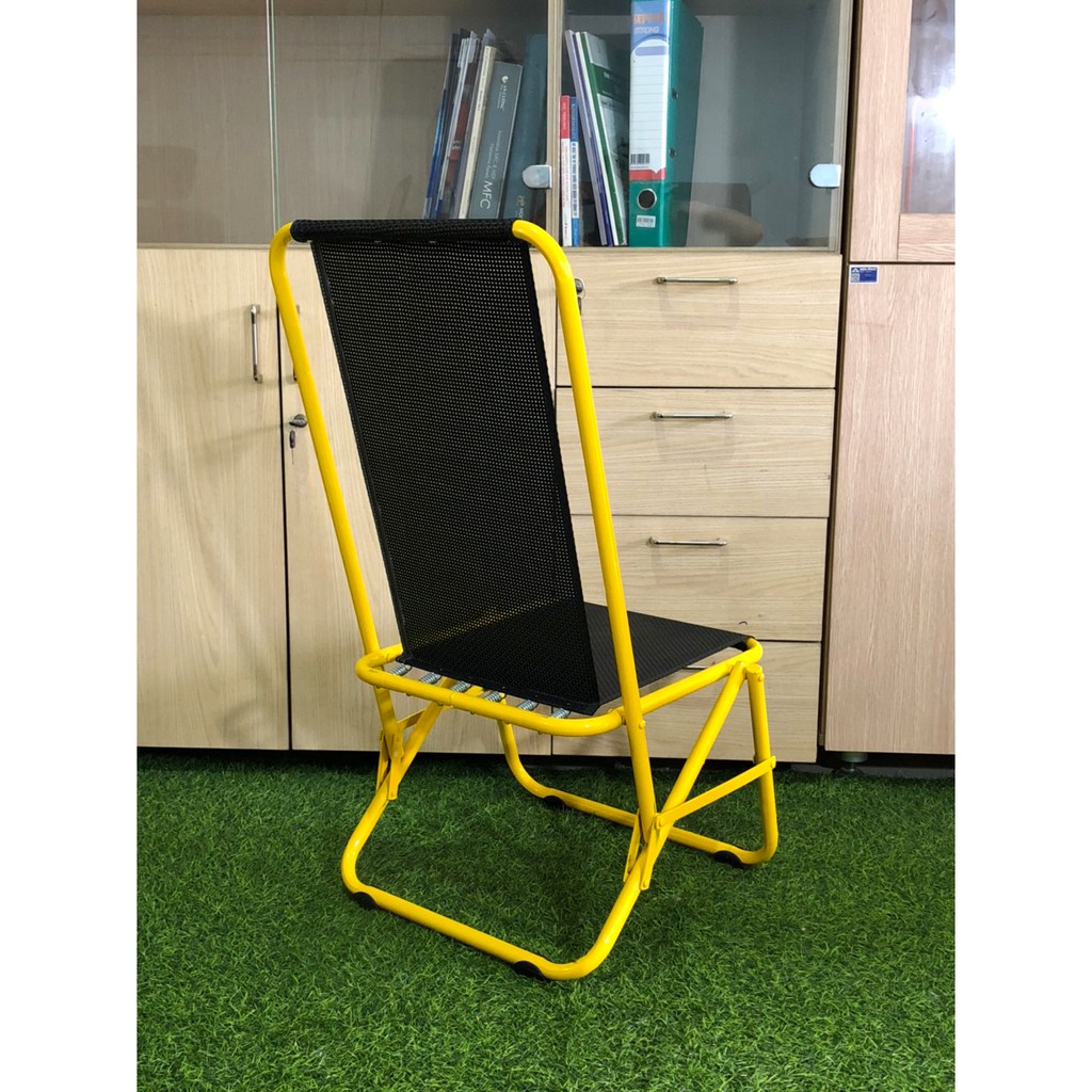 ghế xếp sắt lưng cao màu vàng phù hợp đi phượt,cà phê,trà đá vỉa hè.học hành  Havaco Lx01