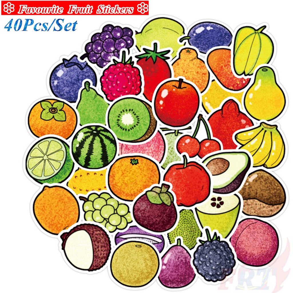 Set 40 miếng dán họa tiết trái cây trang trí đa năng