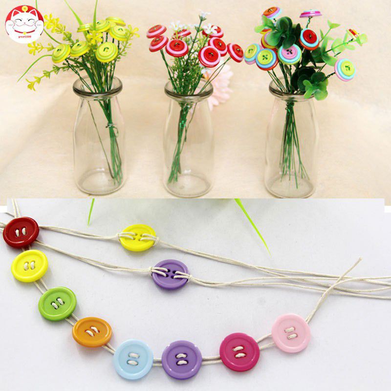 100 cúc áo nhựa tròn nhiều màu sắc trang trí thủ công