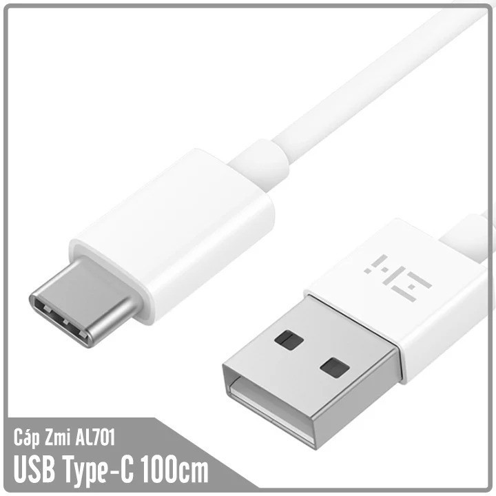 Cáp sạc ZMI USB Type-C AL701 (100cm) 2 màu đen trắng hỗ trợ sạch nhanh - Minh Tín Shop