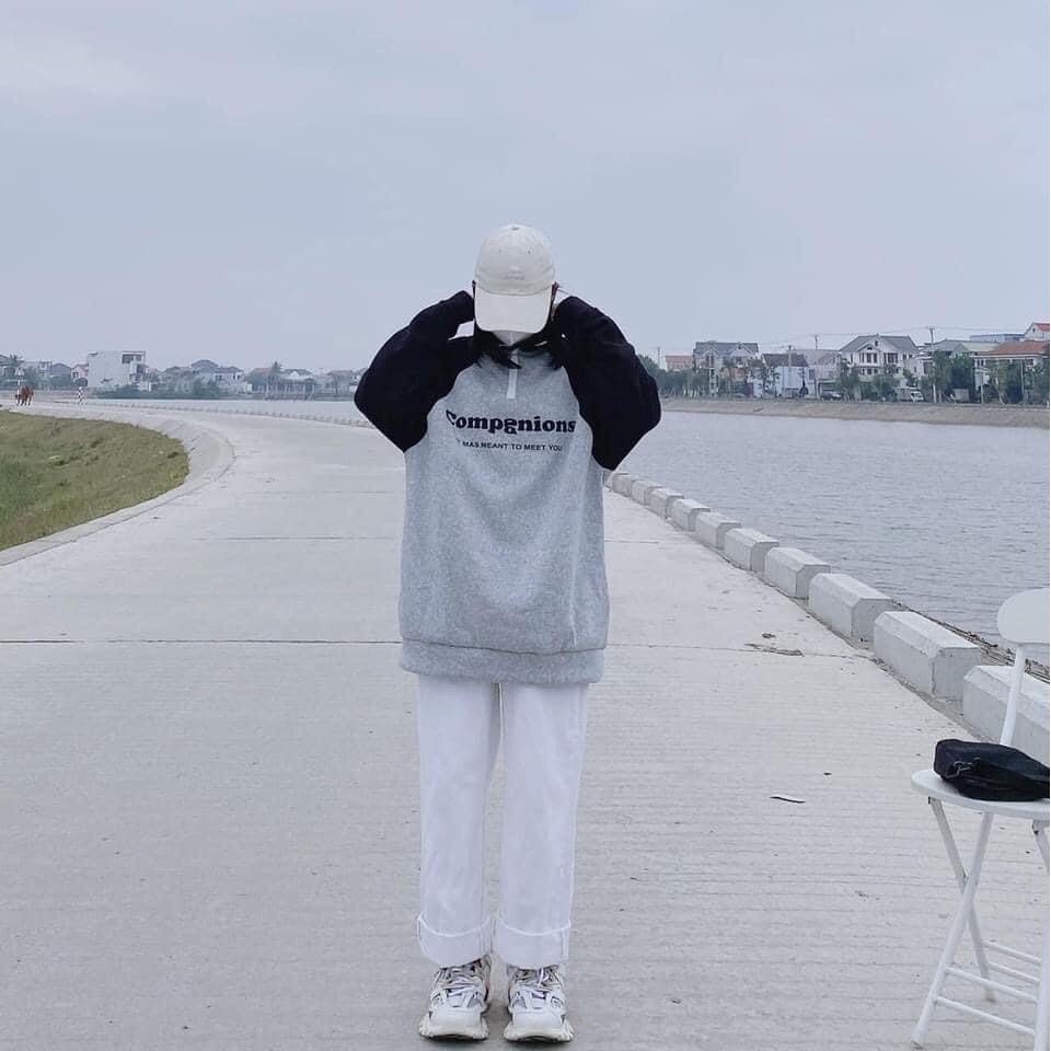 Áo Nỉ PoLo Khoá Cổ Áo Nỉ Nữ Sweater Phối Tay Bồng Cao Cổ Unisex Form Rộng Cá Tính Ulzzang | BigBuy360 - bigbuy360.vn