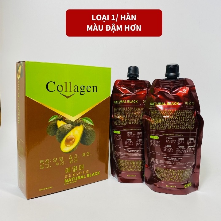 Nhuộm đen tóc Collagen Bơ Hàn Quốc - Nhuộm tóc bạc, Phủ bạc tóc không gây bết dính Loại 1 - Loại 2 TN03