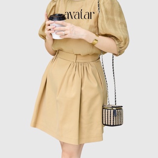 Chân váy chữ a xếp ly dúm eo, chân váy kaki nữ dáng a xòe - AVATAR SHOP