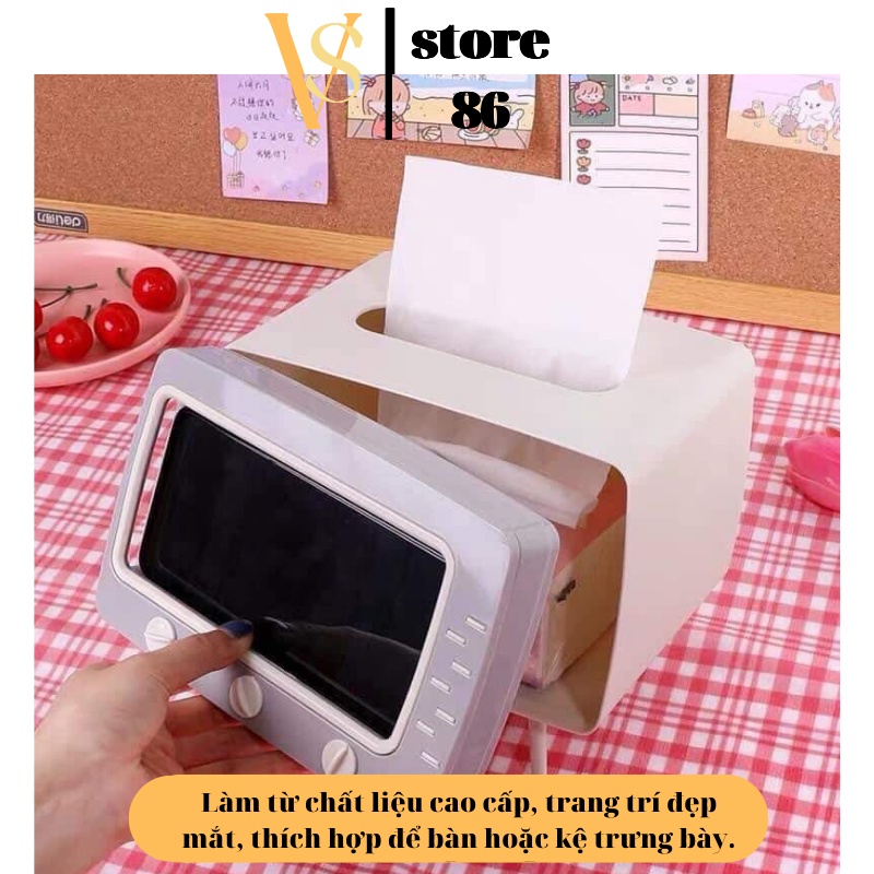 Hộp Đựng Giấy, Hộp Đựng Khăn Giấy Hình TiVi Có Khe Để Điện Thoại Tiện Lợi