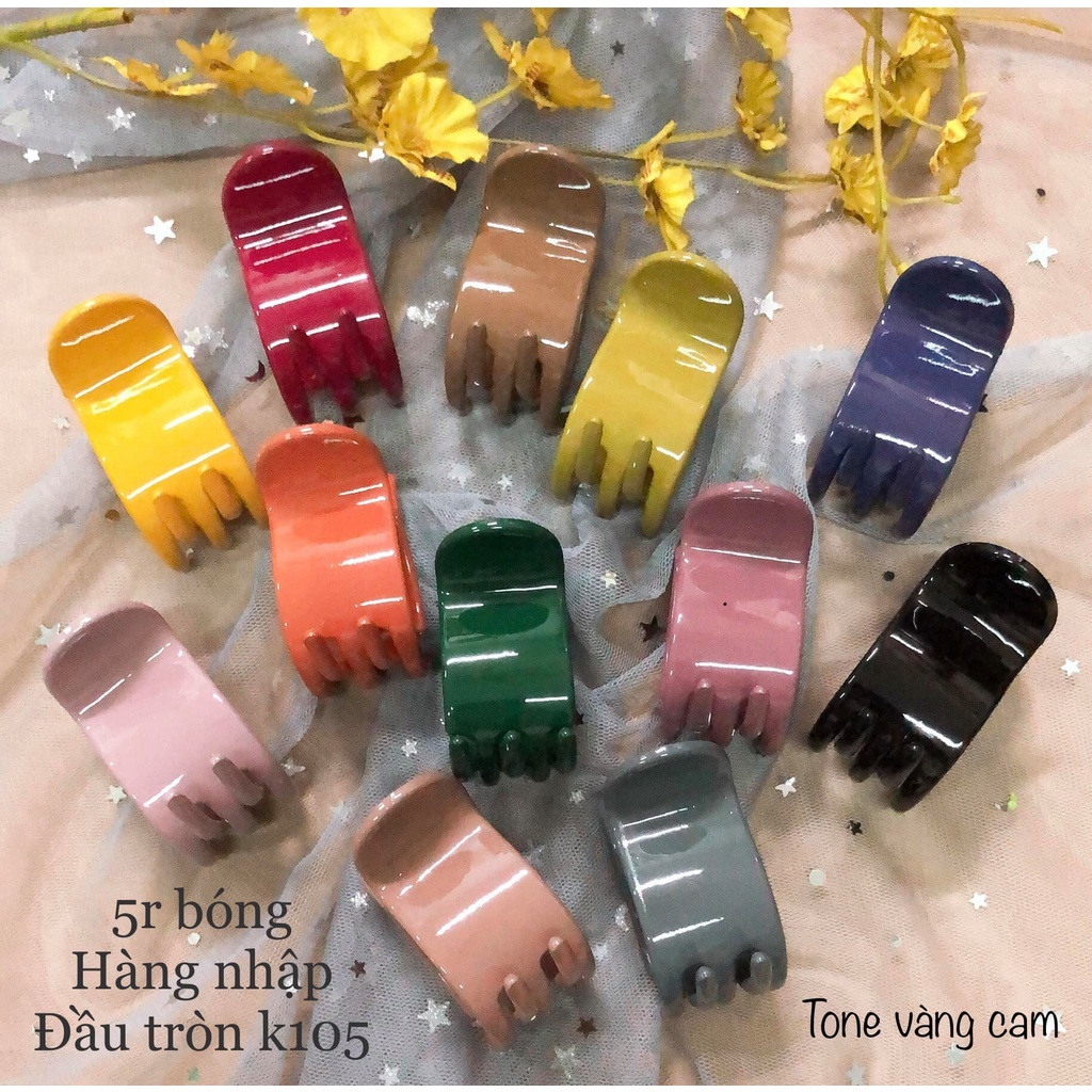 set 12 kẹp càng cua 3 răng tone vàng cam, hồng carrot (hàng nhập)