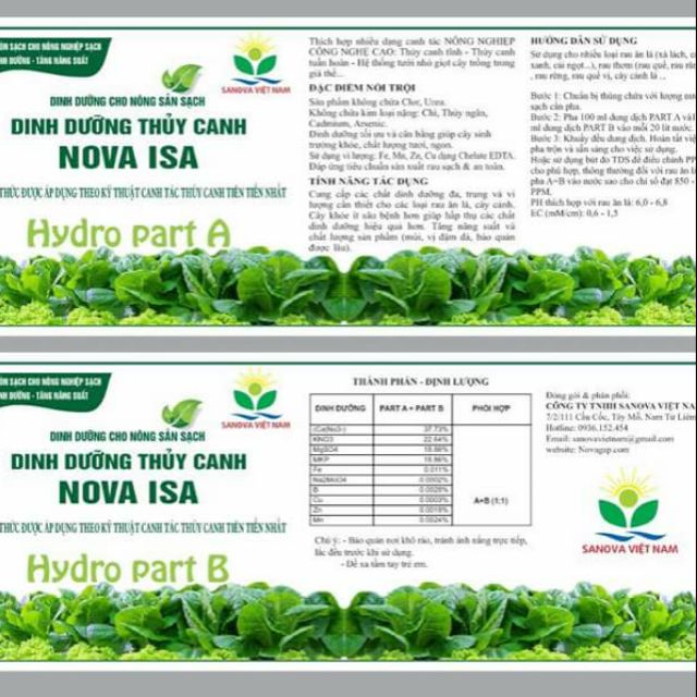 Dinh dưỡng thủy canh NOVA ISA