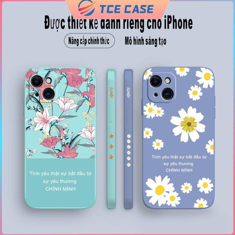 Ốp lưng iphone Ốp iphone Flowers viền vuông Ốp điện thoại Case cho 13/6/7plus/8/8plus/x/xr/xs//xsmax/11/12/pro/max