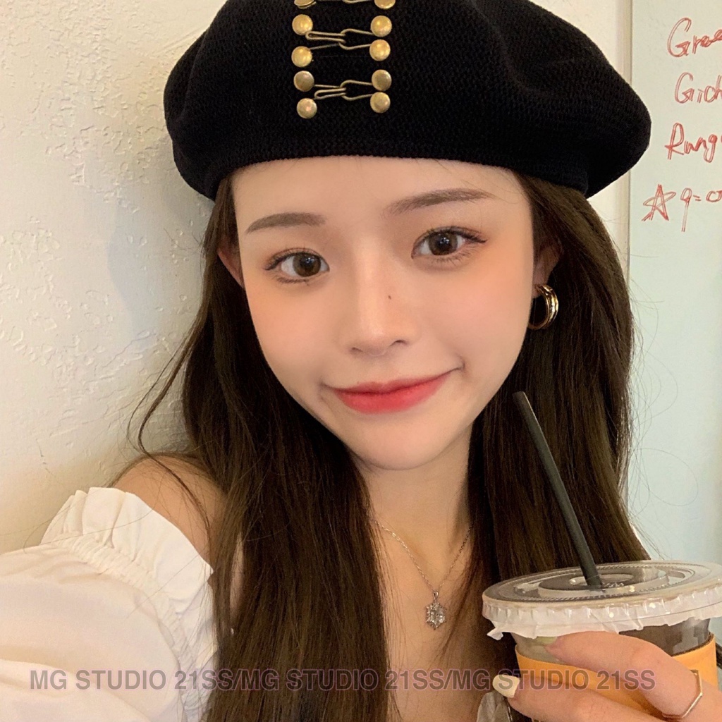 Mũ beret MG STUDIO sợi cotton thời trang mùa hè 3 màu