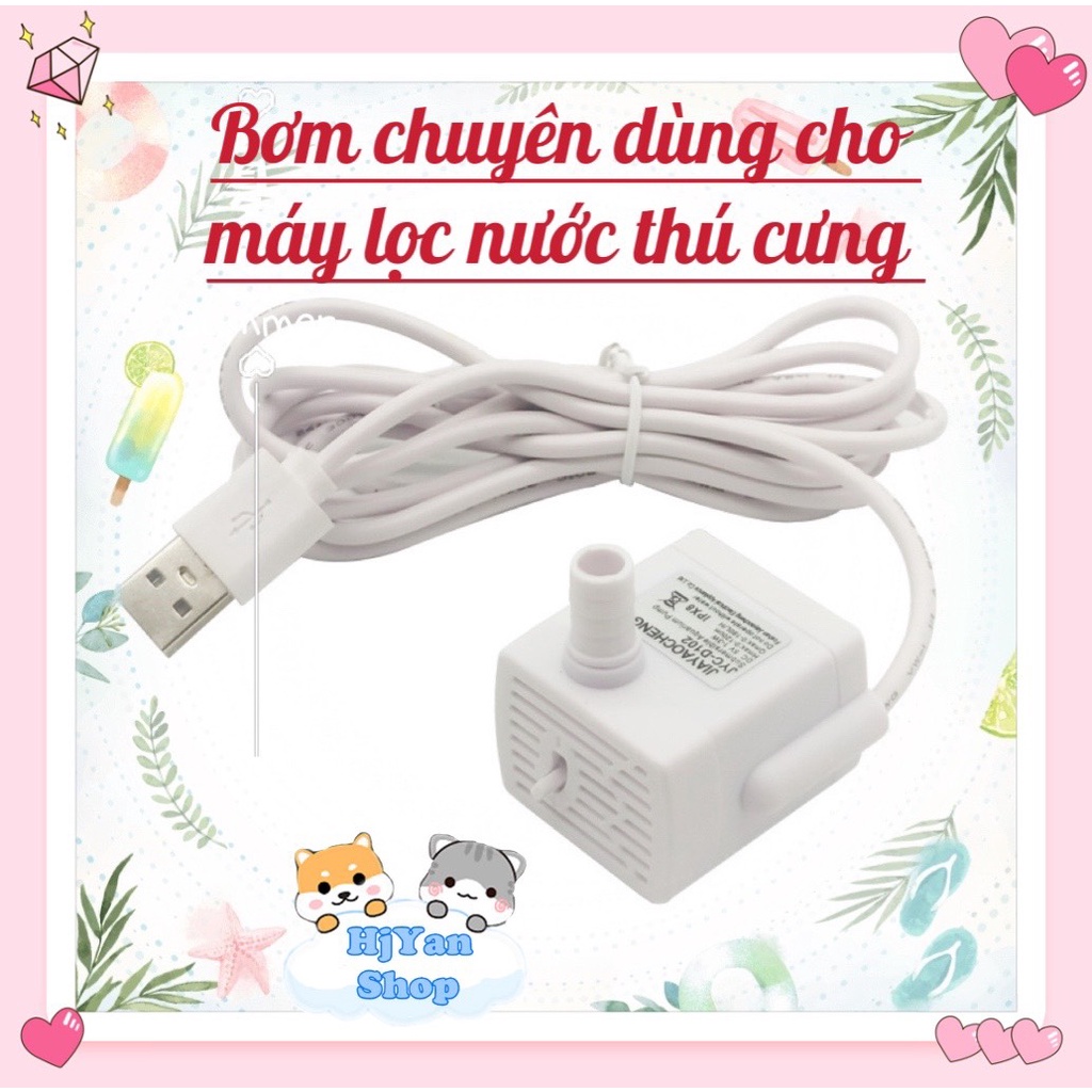 Bơm thay thế chuyên dụng cho máy uống nước tự động lọc nước cho chó mèo thú cưng đèn LED + tự ngắt điện khi thiếu nước