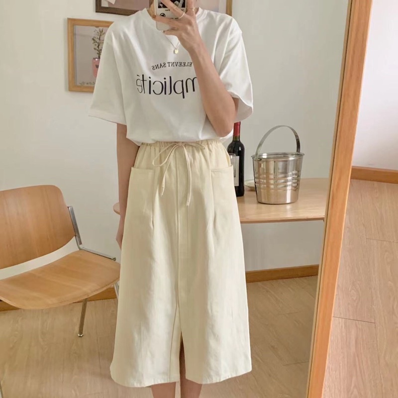 Chân váy jeans Hàn buộc eo