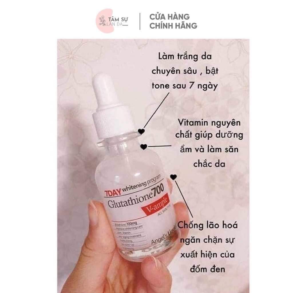 Serum dưỡng trắng làm đều màu da Angel Liquid 7 Day Whitening Program Glutathione 700 V-Ample 30ml